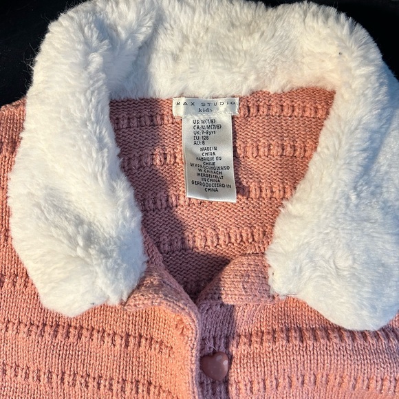Max Studio pink cardigan with faux fur - Picture 2 of 3
